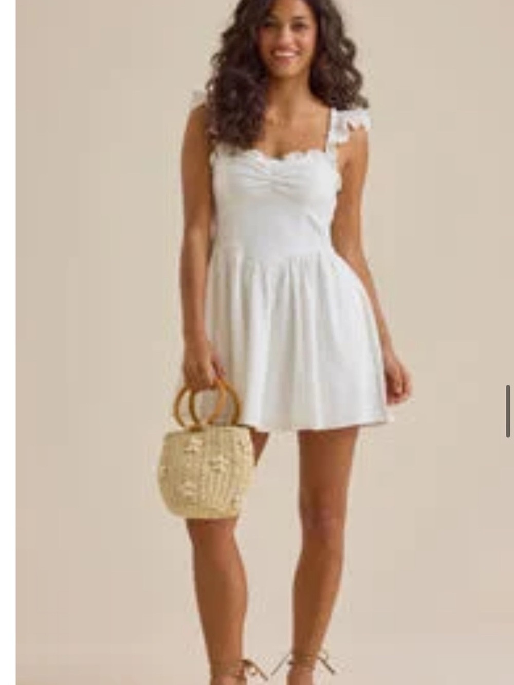 Altar'd State White Ruffle-Strap Mini Dress